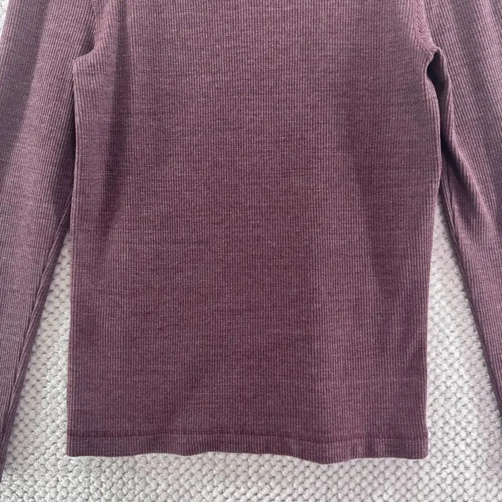 American Giant Thermal Henley Sweater Mens S Burgundy Rib Knit Top Crew Neck USA